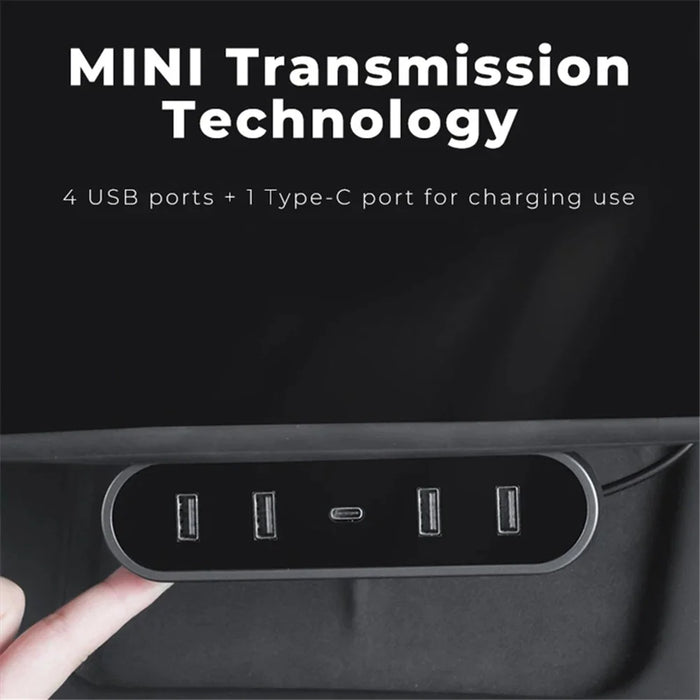 TSL319 For Model 3 / Y Under Screen Car USB+Type-C Hub Charging Dock Station - 4