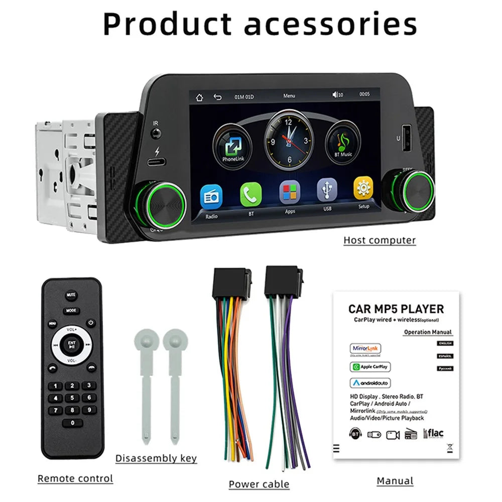 F152W 5-inch Car MP5 Player Wireless CarPlay Android Auto Reverse Image Display - 6