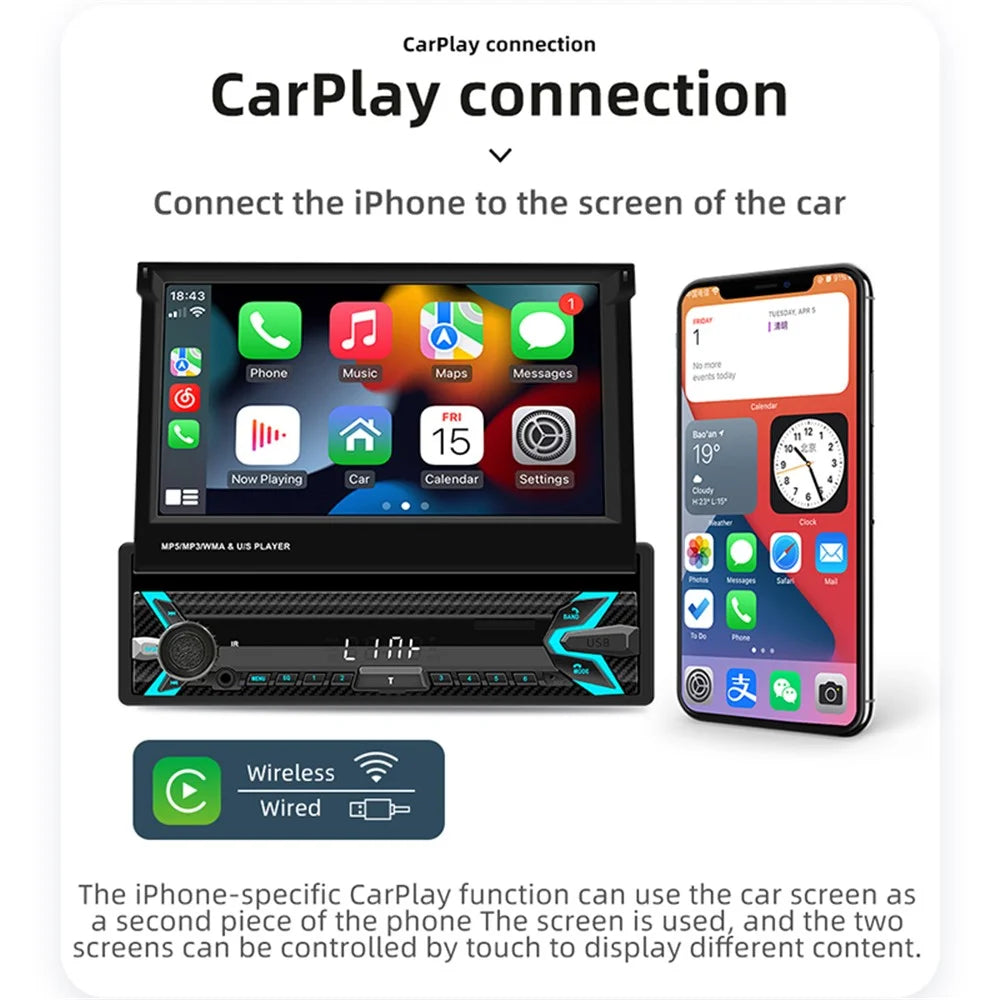 9613W 7-inch Car MP5 Player Wired / Wireless CarPlay Android Auto Video Display - 2