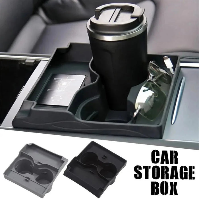 For Tesla Model 3 / Y Cup Holder Center Console Glasses Card Storage Tray - Grey - 2