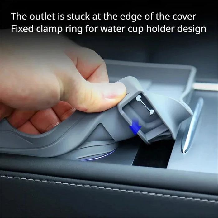 For Tesla Model 3 / Y Cup Holder Center Console Glasses Card Storage Tray - Grey - 5