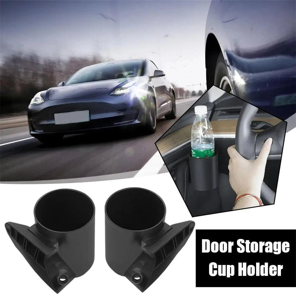 ALZH070 2Pcs For Tesla Model 3  /  Y Car Door Cup Holder Drink Storage Box - 2