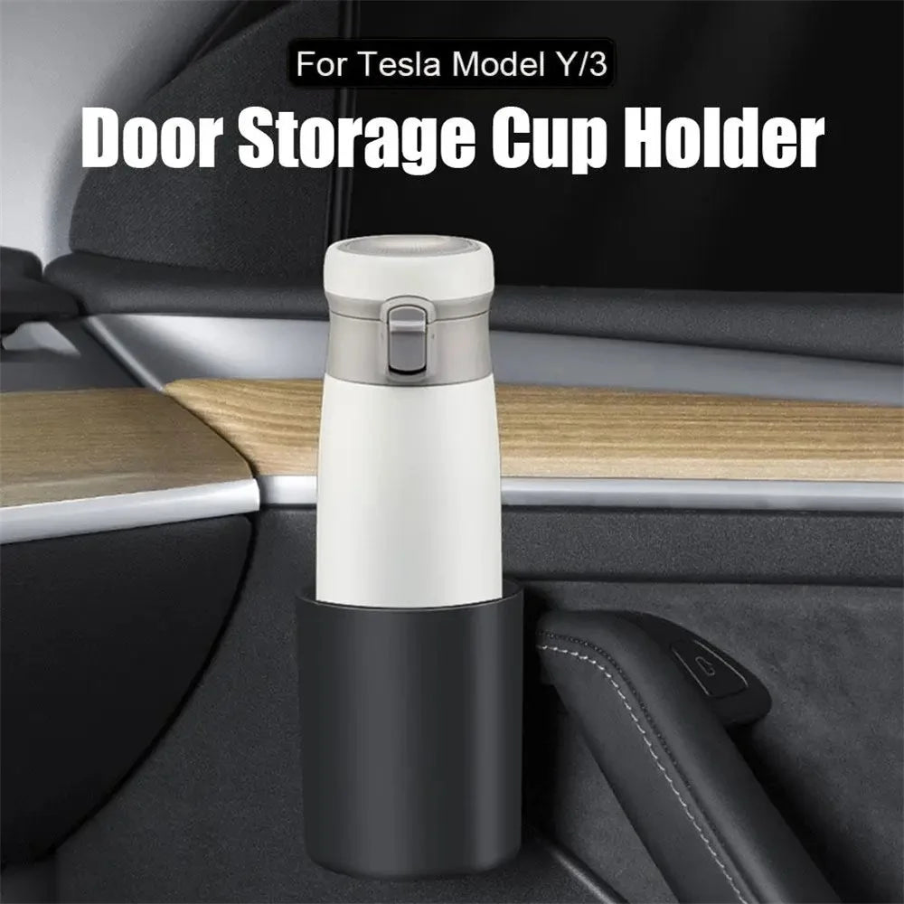 ALZH070 2Pcs For Tesla Model 3  /  Y Car Door Cup Holder Drink Storage Box - 4