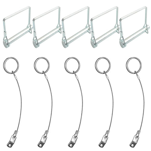A8062 5Pcs Shaft Locking Lock Pin Square Safety Wire Coupler Retainer with Chain - 1