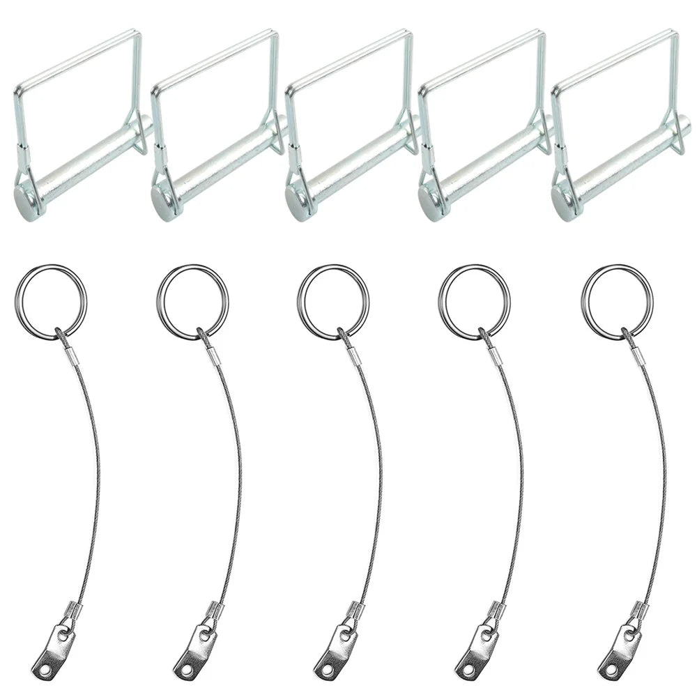 A8062 5Pcs Shaft Locking Lock Pin Square Safety Wire Coupler Retainer with Chain - 1
