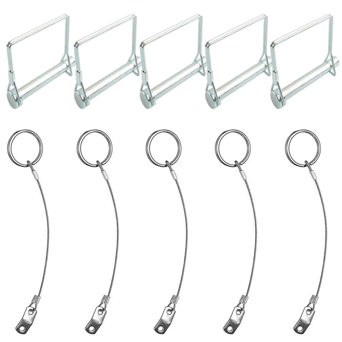 A8062 5Pcs Shaft Locking Lock Pin Square Safety Wire Coupler Retainer with Chain - 1