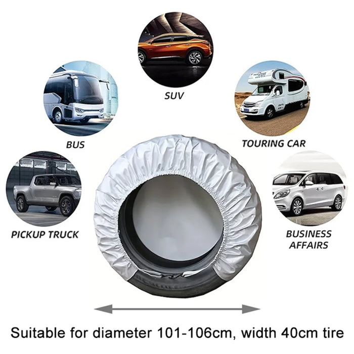 4PCS 101-106CMx40CM Wheel Car SUV Tire Cover Oxford Cloth Sleeve Bag for 40-42 inch Tire - Silver - 6