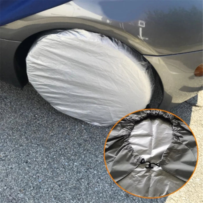 4PCS SUV 83-89CMx34CM Wheel Dust Cover Oxford Cloth Car Tire Sleeve Bag - Silver - 3