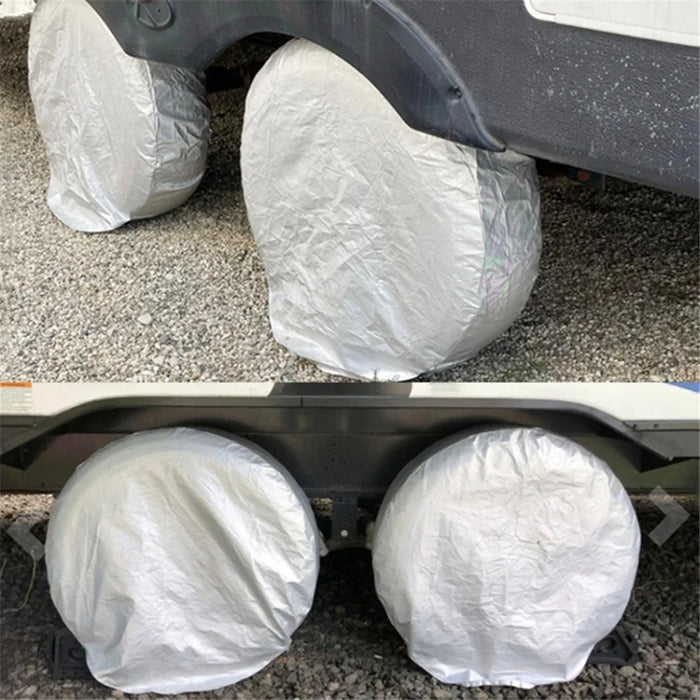 4PCS 48-58CMx29CM Wheel Sleeve Oxford Cloth Car SUV Tire Cover Storage Bag for 19-22 inch Tire - Silver - 2