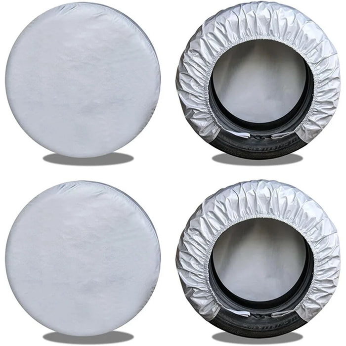 4PCS 60-66CMx30CM Wheel Oxford Cloth Car SUV Tire Cover Sleeve Bag for 24-26 inch Tire - Silver - 1