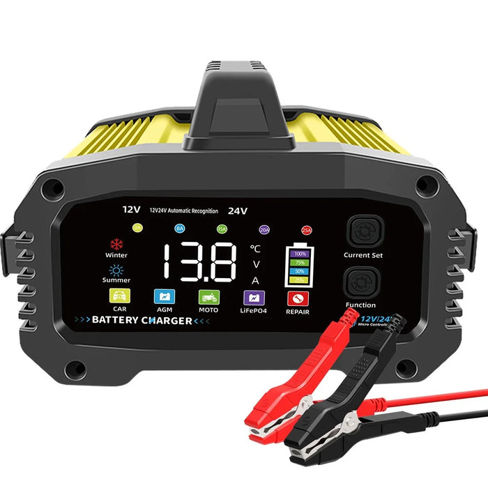 E-FAST TK-2500 25A Max Car Automatic Battery Charger for Lithium LiFePO4 AGM GEL Lead-Acid - EU Plug / Yellow - 4
