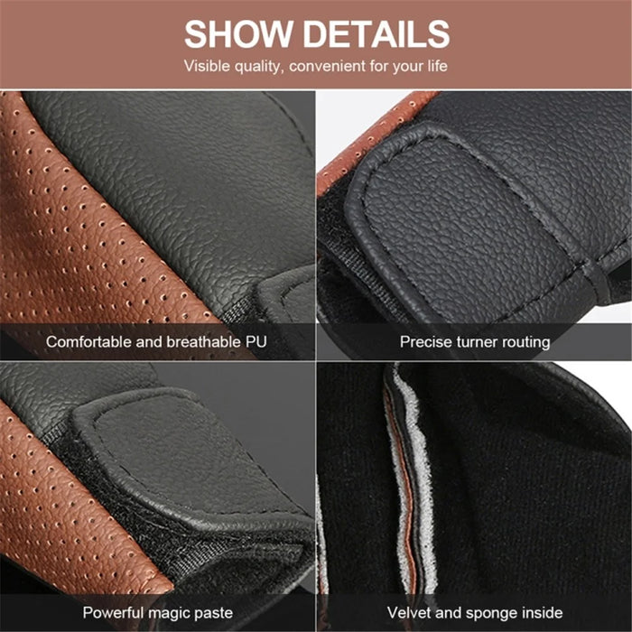 Universal Car Gear Shift Knob Cover Anti-slip PU Leather Protective Cover - Black+Brown - 4