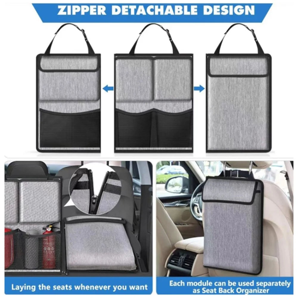 Car Hanging Rear Seat Trunk Storage Bag - Oxford Cloth Hanging Organizer - Grey - 2