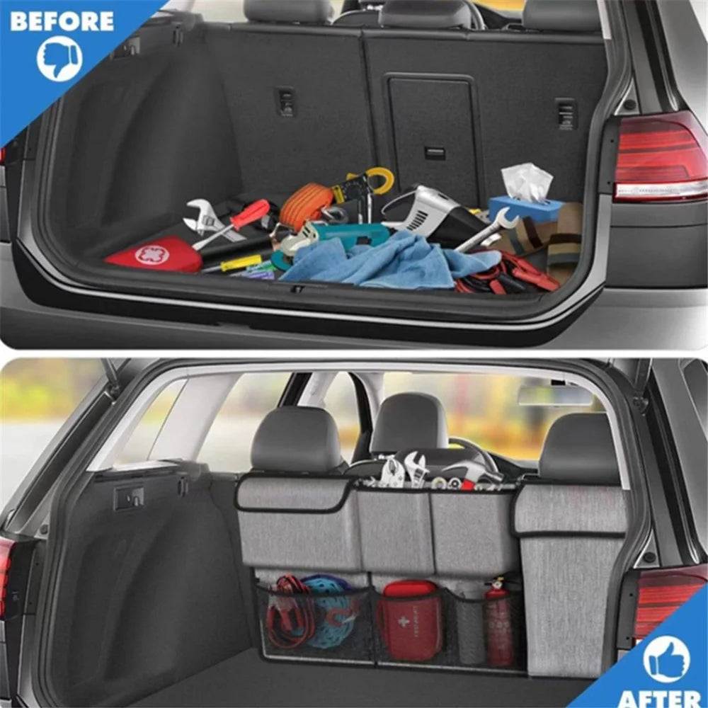 Car Hanging Rear Seat Trunk Storage Bag - Oxford Cloth Hanging Organizer - Grey - 3