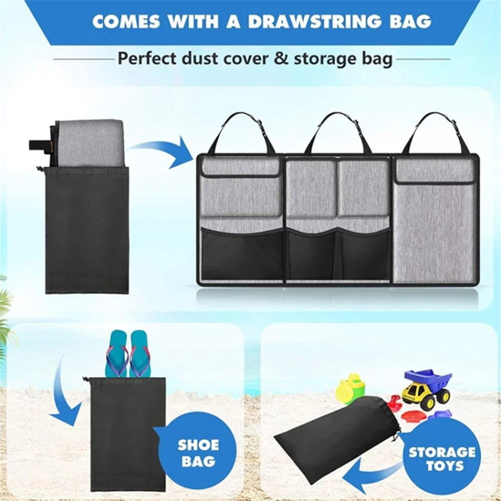 Car Hanging Rear Seat Trunk Storage Bag - Oxford Cloth Hanging Organizer - Grey - 5