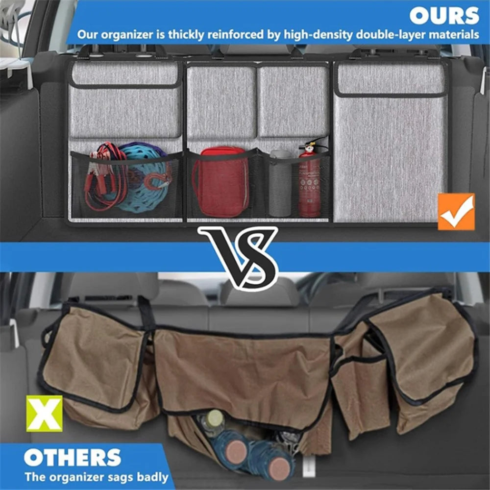 Car Hanging Rear Seat Trunk Storage Bag - Oxford Cloth Hanging Organizer - Grey - 7