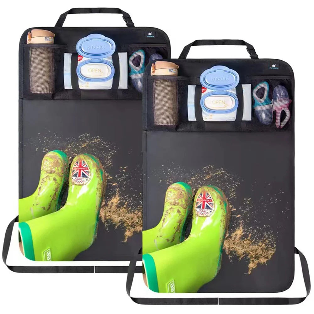 Car Back Seat Oxford Fabric Storage Bag and Seat Back Anti-Kick Mat - 2