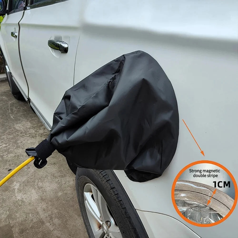 XNY-2021 Electric Car Charger Magnetic Rain Cover Charging Gun Waterproof Cover, Size L - Black - 2