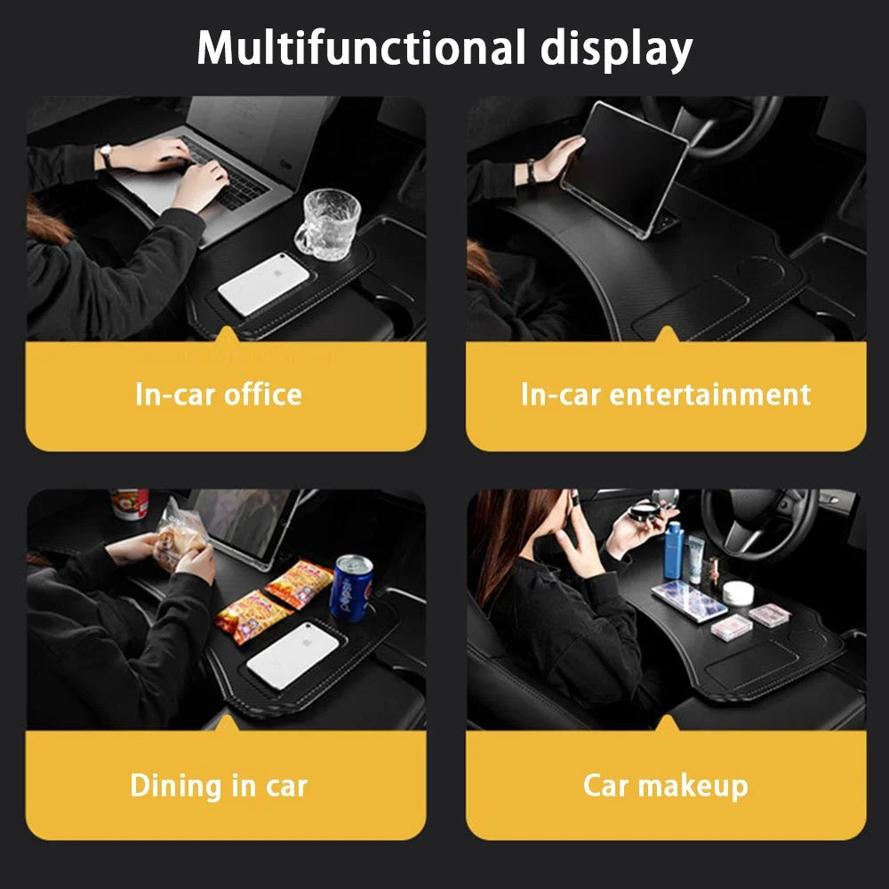 FR-21001 Car Dining Table for Tesla Model 3 / Y - 12mm Folding Mini Tray Table with Cup Slot - 6