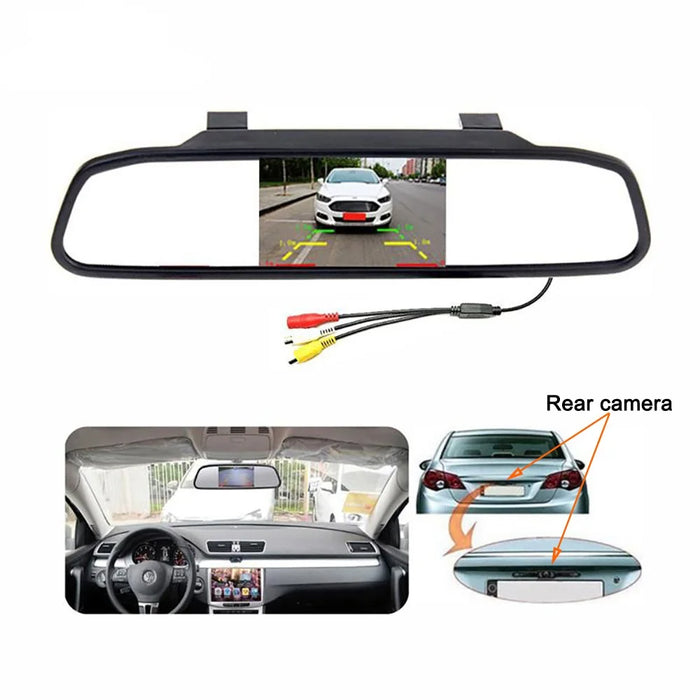 RH-311 4.3-inch Rear View Mirror Display Backup Rear Camera Set Car Auto Parking System Kit - 6