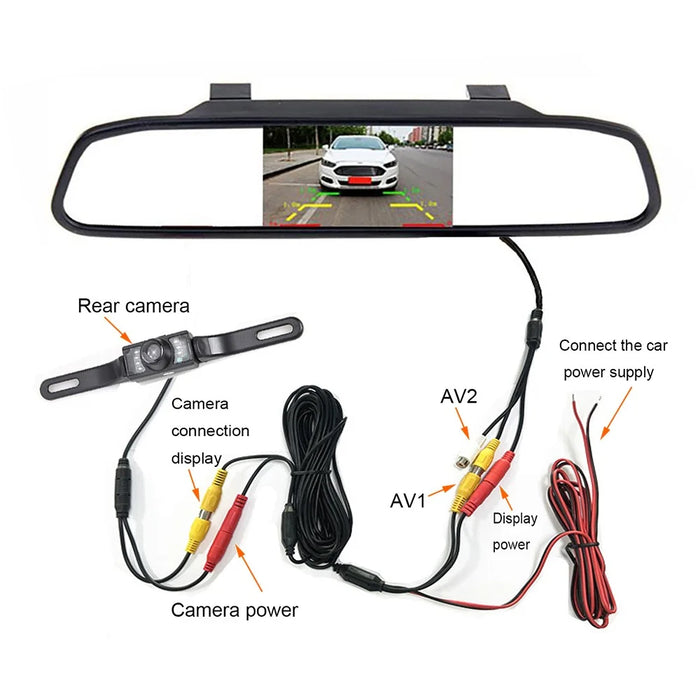 RH-311 4.3-inch Rear View Mirror Display Backup Rear Camera Set Car Auto Parking System Kit - 7