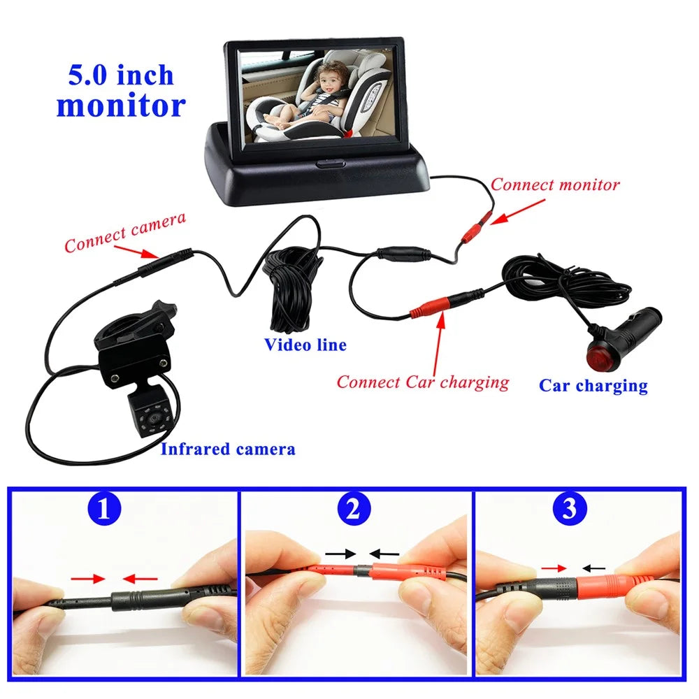 RH-B04 5.0 Inch Display 150 Degree Wide Angle Car Rear Seat Baby Monitor Camera - 4