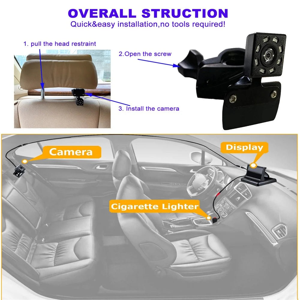 RH-B04 5.0 Inch Display 150 Degree Wide Angle Car Rear Seat Baby Monitor Camera - 7