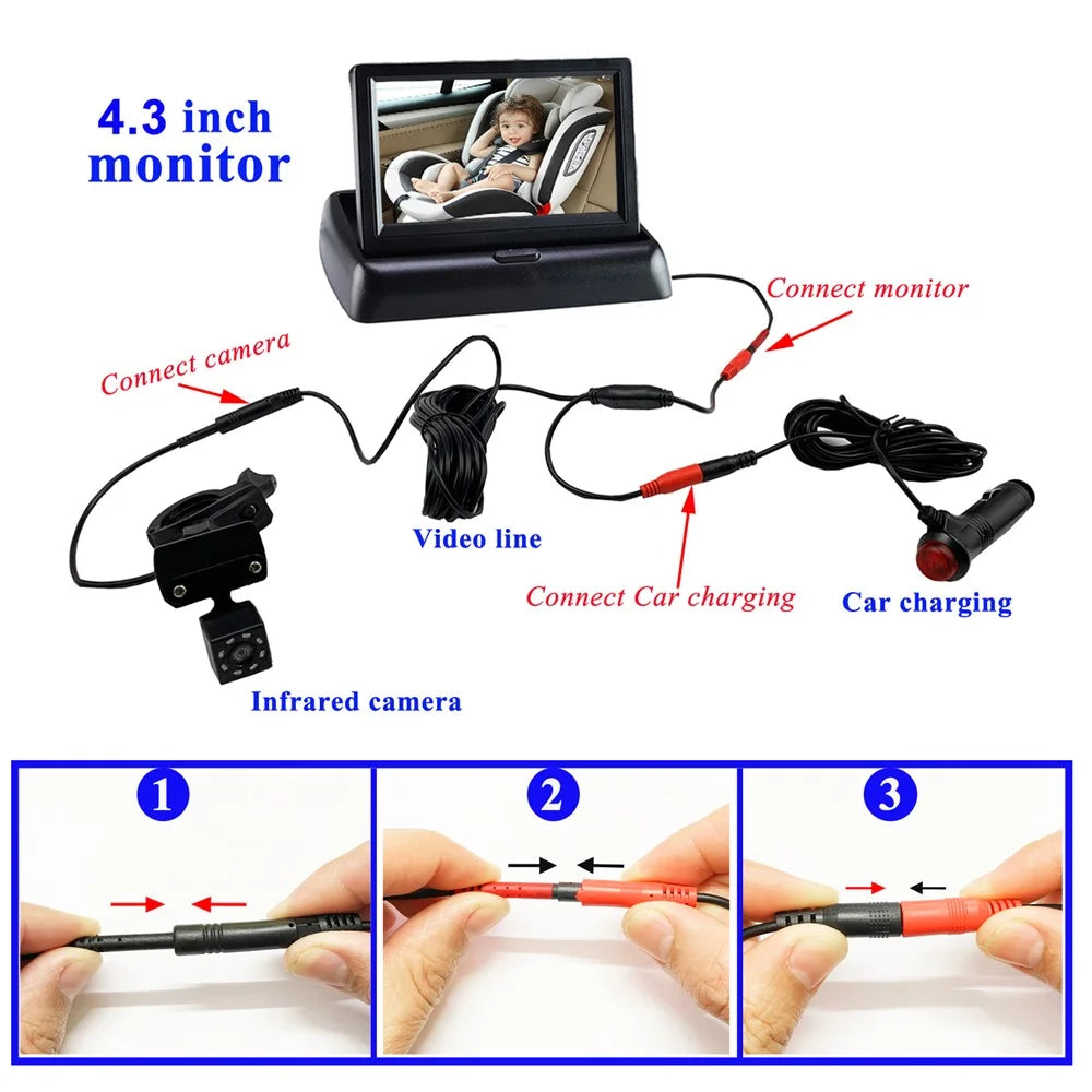 RH-B02 4.3 Inch 1080P Baby Car Monitor Camera for Baby Rear Facing Seat - 4
