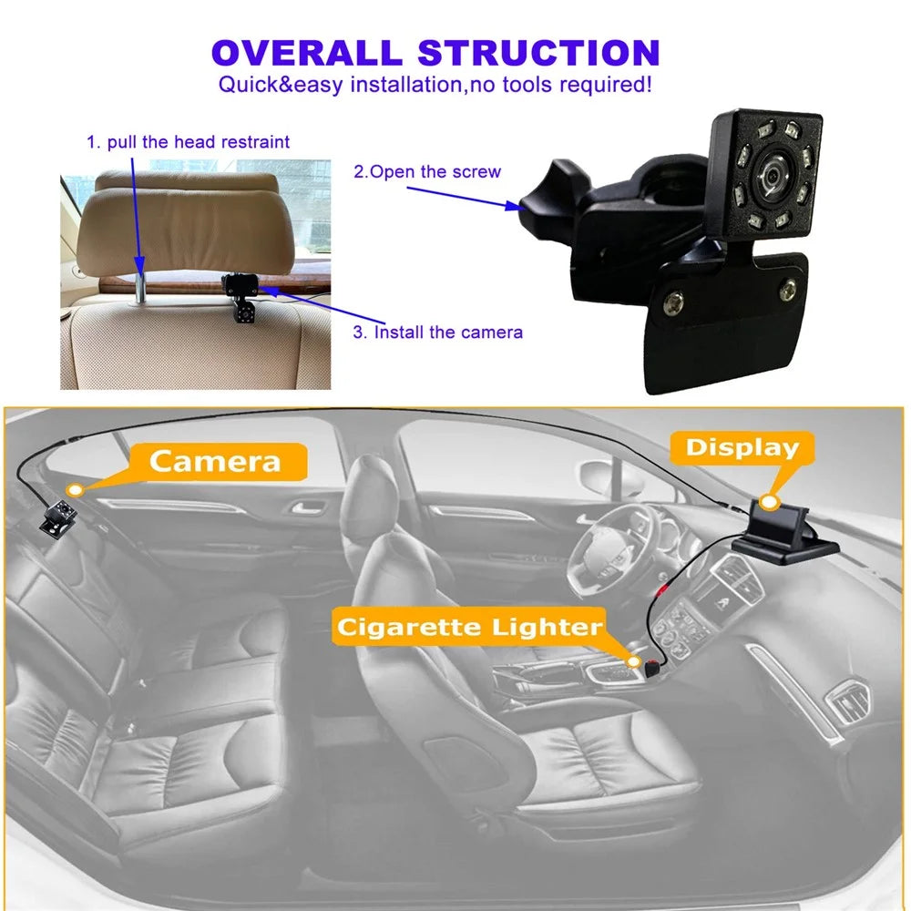 RH-B02 4.3 Inch 1080P Baby Car Monitor Camera for Baby Rear Facing Seat - 7
