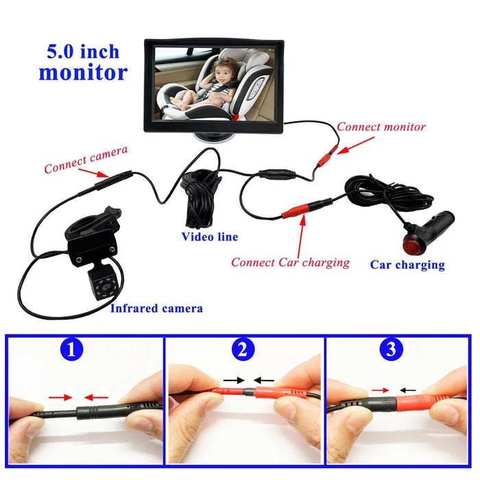 RH-B03 5.0 Inch Display Screen Baby Car Monitor Camera for Baby Rear Facing Seat - 3