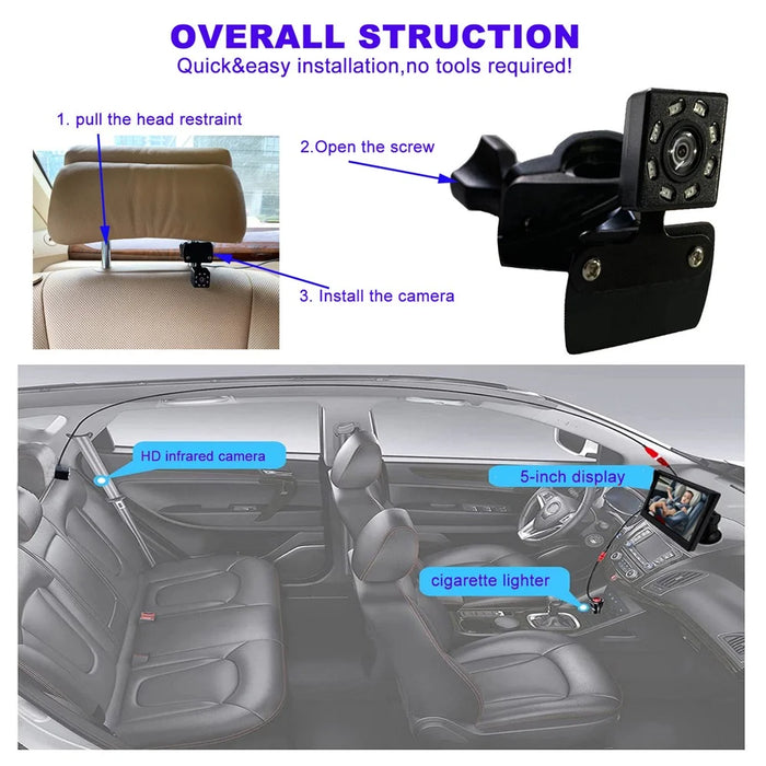 RH-B03 5.0 Inch Display Screen Baby Car Monitor Camera for Baby Rear Facing Seat - 4