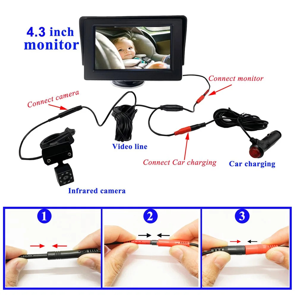 RH-B01 4.3 Inch 8-LED Baby Safety Monitor Night Vision Car Back Seat Camera - 5