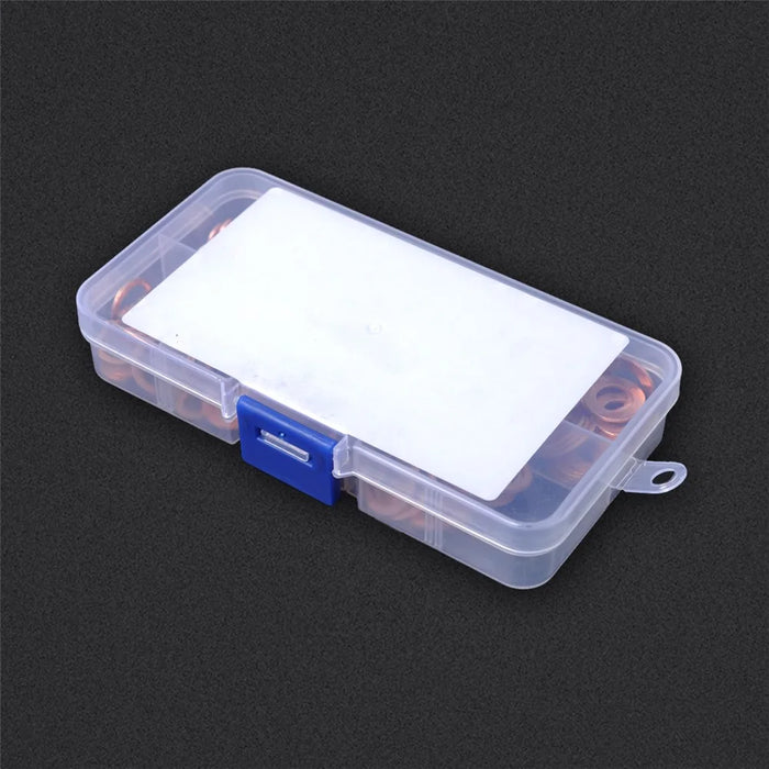 A0395 200Pcs / Set Copper Sealing Washers Flat Rings Gaskets with Plastic Box - 7