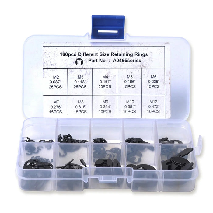 160Pcs 2mm-25mm Retaining Rings Car Truck Assorted E-Clip Snap Rings Kit - 7