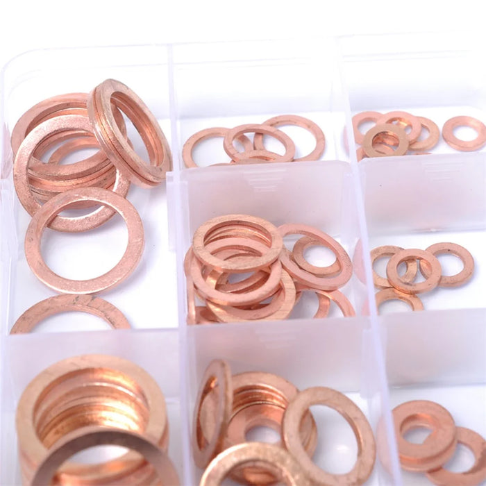 A0394 150Pcs / Set Copper Sealing Washers Flat Rings Gaskets with Plastic Box - 5