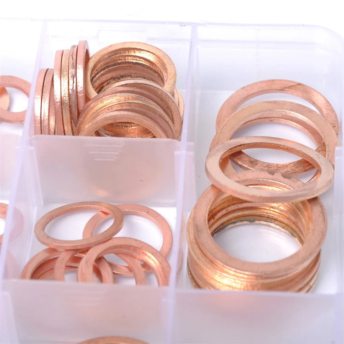 A0394 150Pcs / Set Copper Sealing Washers Flat Rings Gaskets with Plastic Box - 6