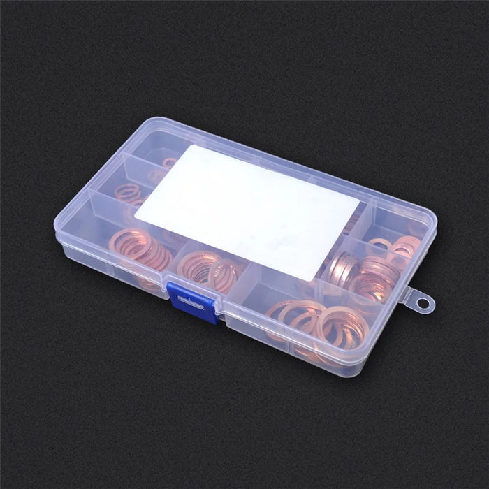 A0394 150Pcs / Set Copper Sealing Washers Flat Rings Gaskets with Plastic Box - 7