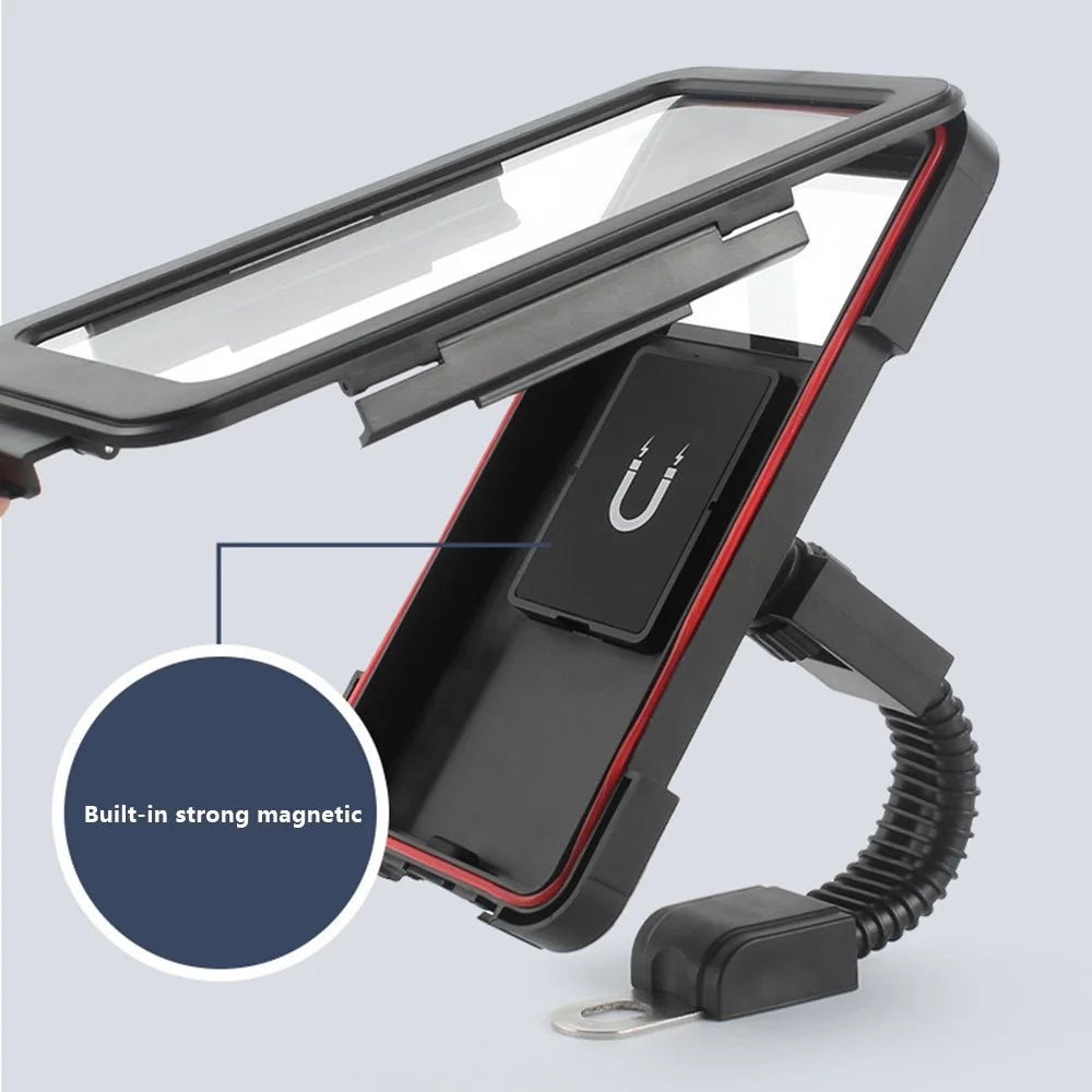 2209 Waterproof Motorcycle Touch Screen Phone Mount Magnetic Plastic Holder Bracket - 4