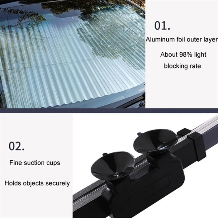 Car Sun Window Shade 80x185cm Car Privacy Shield with 6 Suction Cups - 2