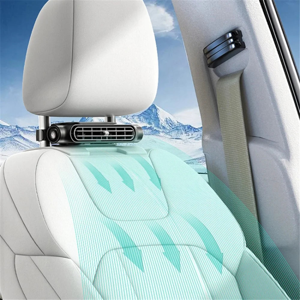 CF03 Car Seat Turbine Fan USB Plug-in 3 Wind Speed Vehicle Seat Headrest Mount Cooling Fan - Black - 2