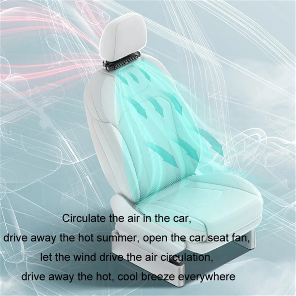 CF03 Car Seat Turbine Fan USB Plug-in 3 Wind Speed Vehicle Seat Headrest Mount Cooling Fan - Black - 3
