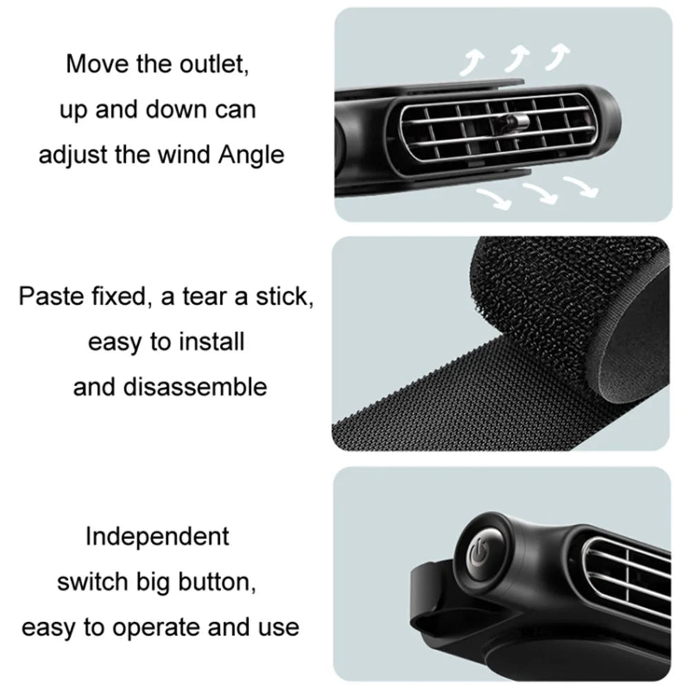 CF03 Car Seat Turbine Fan USB Plug-in 3 Wind Speed Vehicle Seat Headrest Mount Cooling Fan - Black - 5