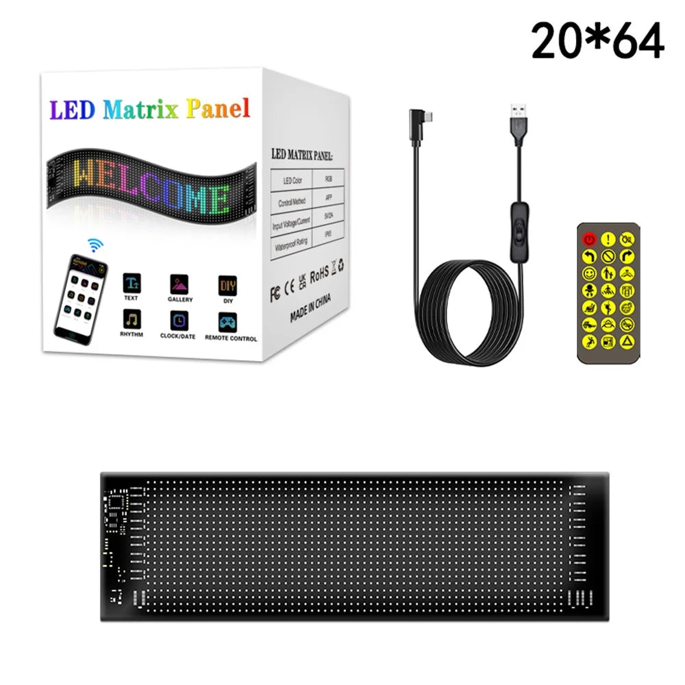RP1035 102x348mm Waterproof Flexible LED Matrix Panel Bluetooth-compatible APP Control Car Sign - 1