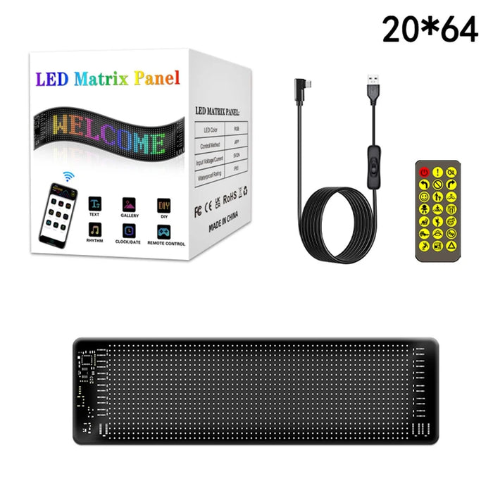 RP1035R Rounded Corners Car Rear Windshield DIY Advertising Screen Bluetooth-compatible APP Control LED Matrix Display Screen - 1