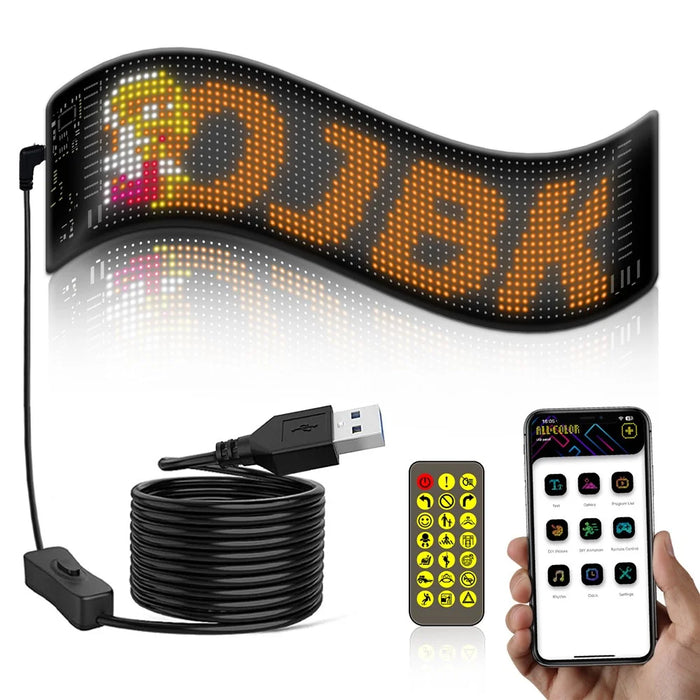 RP1035R Rounded Corners Car Rear Windshield DIY Advertising Screen Bluetooth-compatible APP Control LED Matrix Display Screen - 2