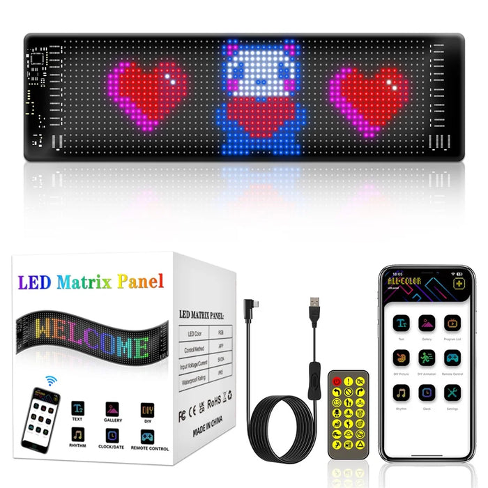 RP1035R Rounded Corners Car Rear Windshield DIY Advertising Screen Bluetooth-compatible APP Control LED Matrix Display Screen - 4
