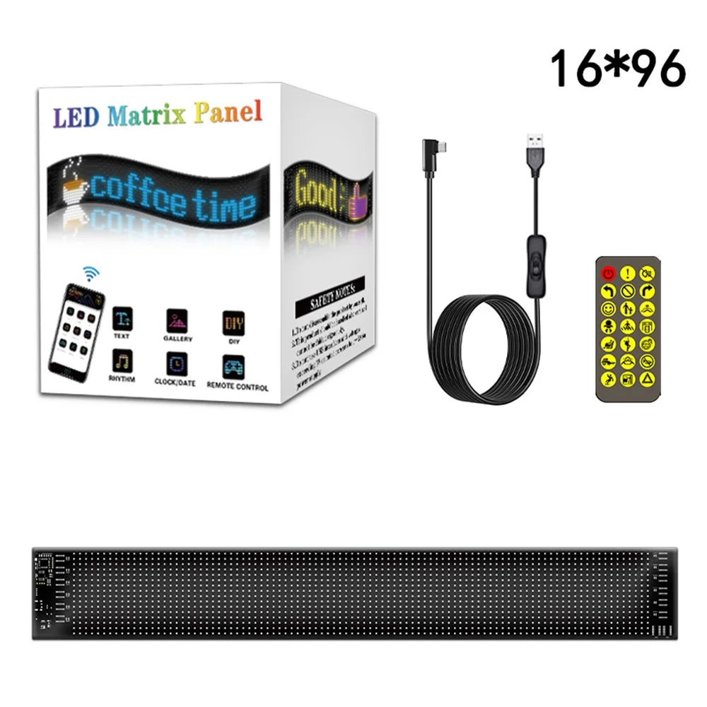 RP1259S 120x595mm LED Matrix Panel Flexible Screen Display Bluetooth-compatible APP Control LED Car Sign - 1