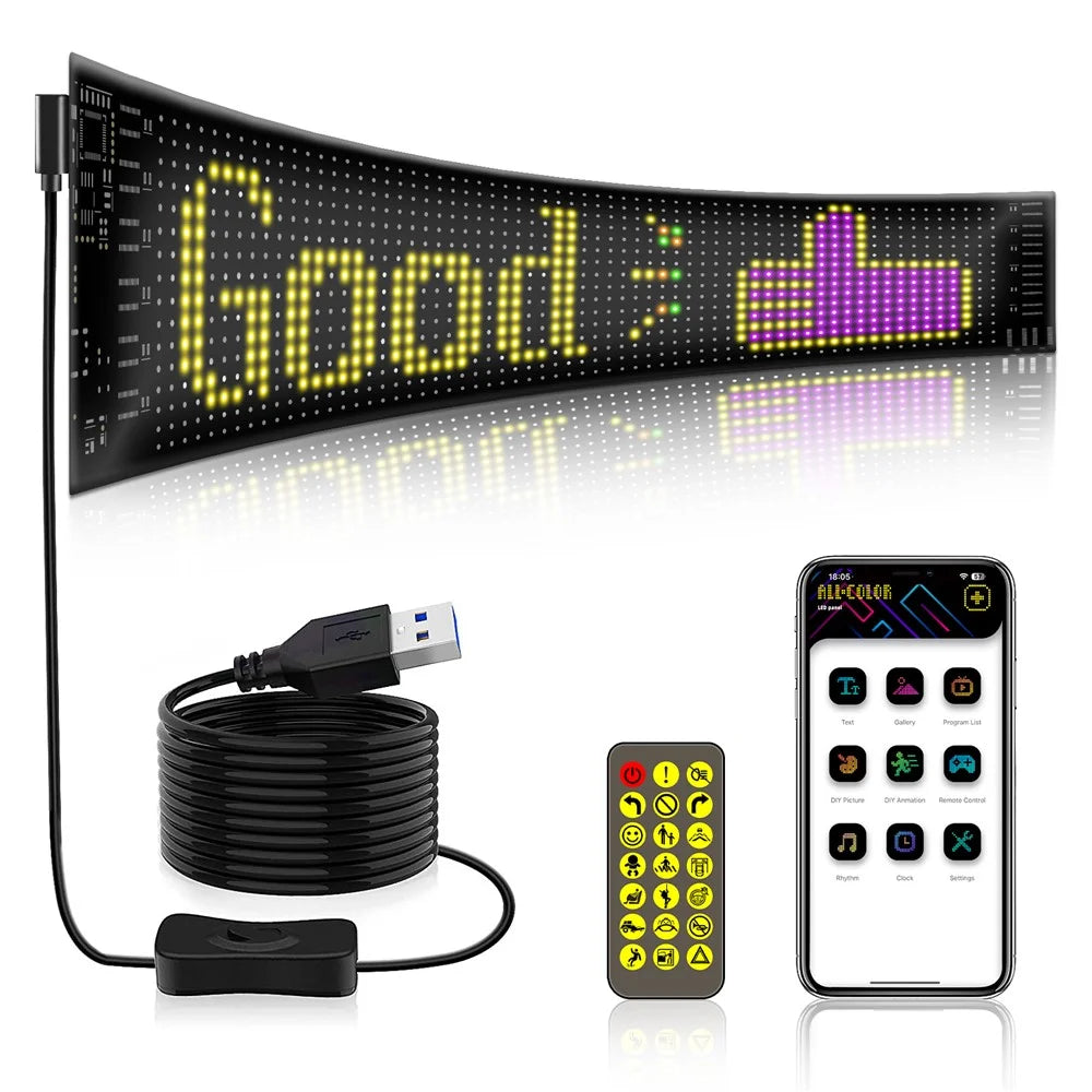 RP937 Car Rear Windshield Flexible LED Screen Display Message Scrolling Sign APP Control - 2
