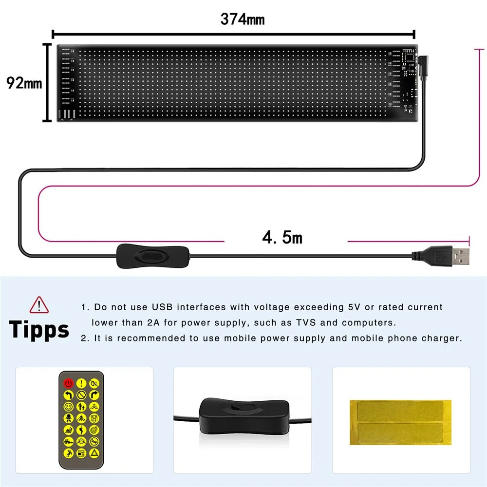 RP937 Car Rear Windshield Flexible LED Screen Display Message Scrolling Sign APP Control - 6