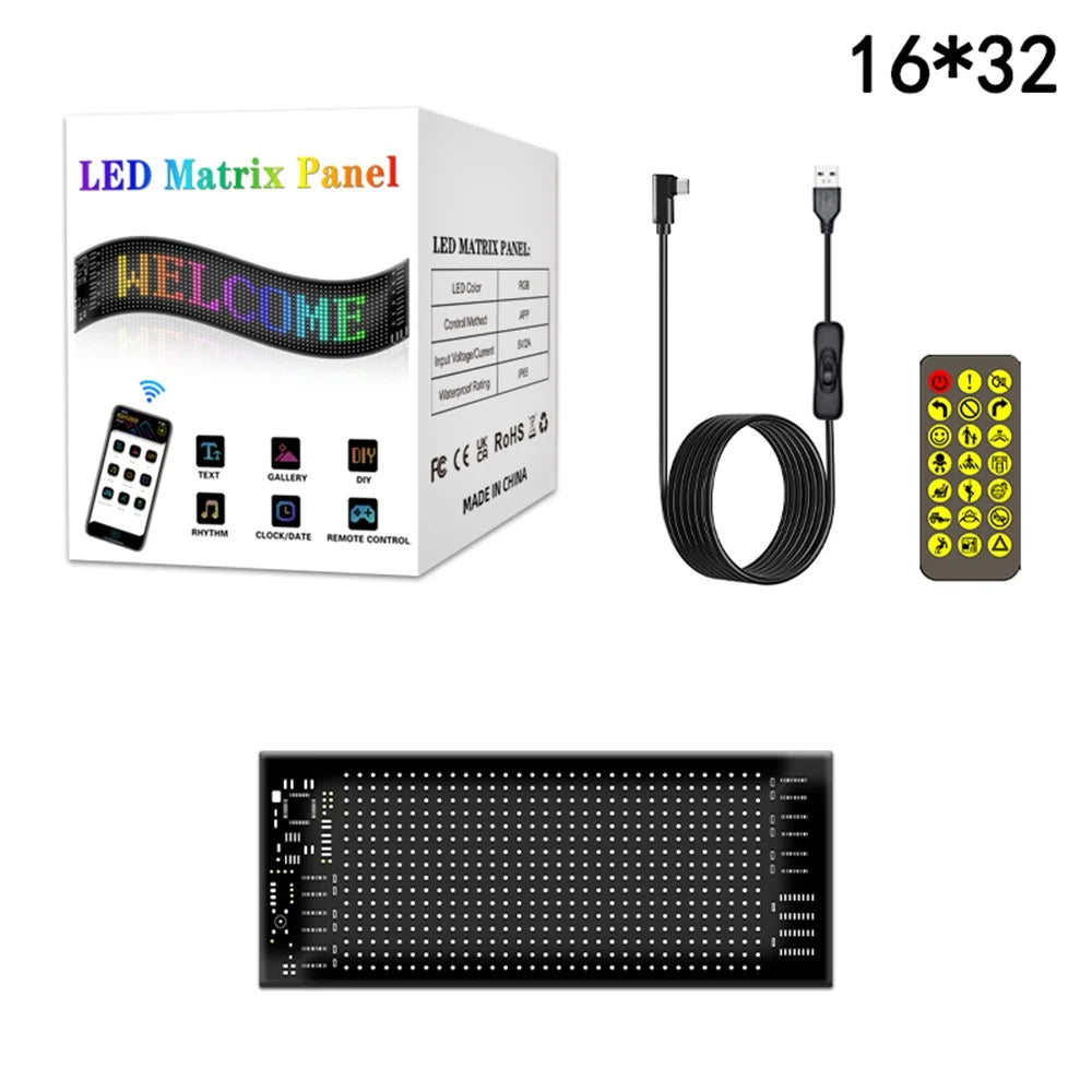 RP717 70x173mm Flexible LED Matrix Panel Waterproof Bluetooth-compatible APP Control Car Sign - 1